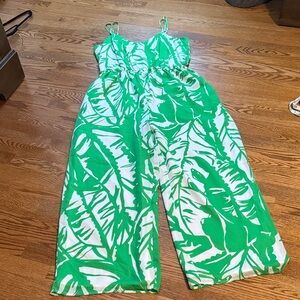 EUC Lily Pulitzer for Target Green and White Leaf Print Jumpsuit